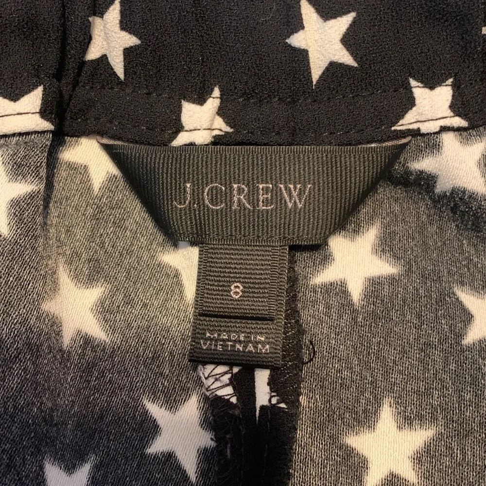 J. Crew tie waist Black and White Star Pattern cropped Pants size 8